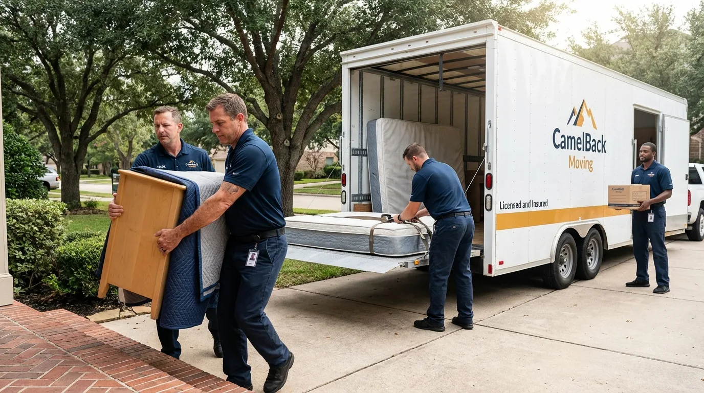 Crew loading residential truck for cross-state move from Freedom, PA
